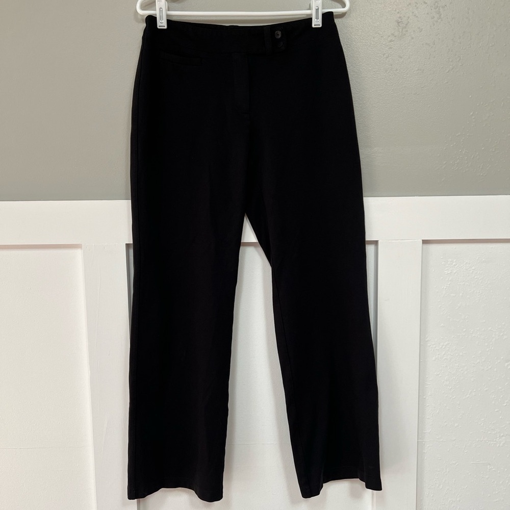 Eileen Fisher Tab Waist Heavyweight Rayon Knit Trouser in Black